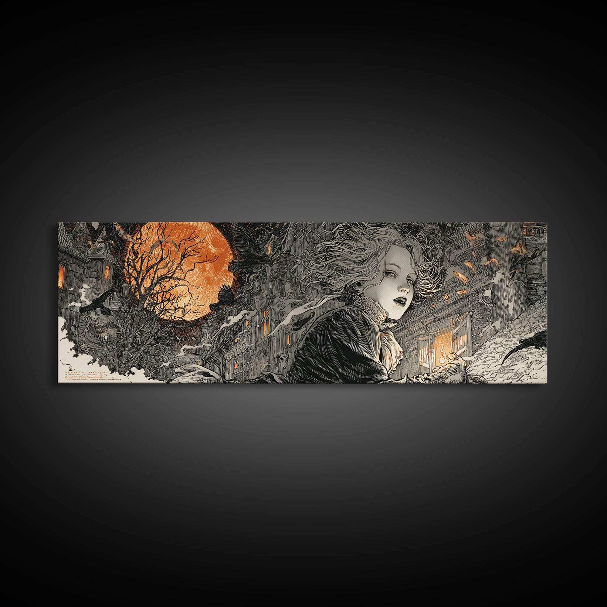 The Banshee Singer, Extra Wide Wall Art, Dark Fantasy Wall Art, Canvas Print, Halloween Wall Decor, Gothic Home Decor, Spooky Wall Decor