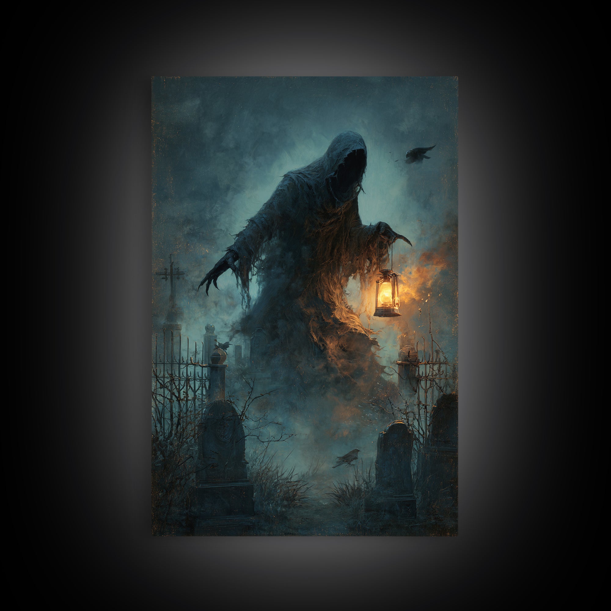 The Tattered Wraith, Vertical Wall Art, Gothic Horror Wall Art, Framed Canvas Print, Halloween Wall Decor, Gothic Home Decor