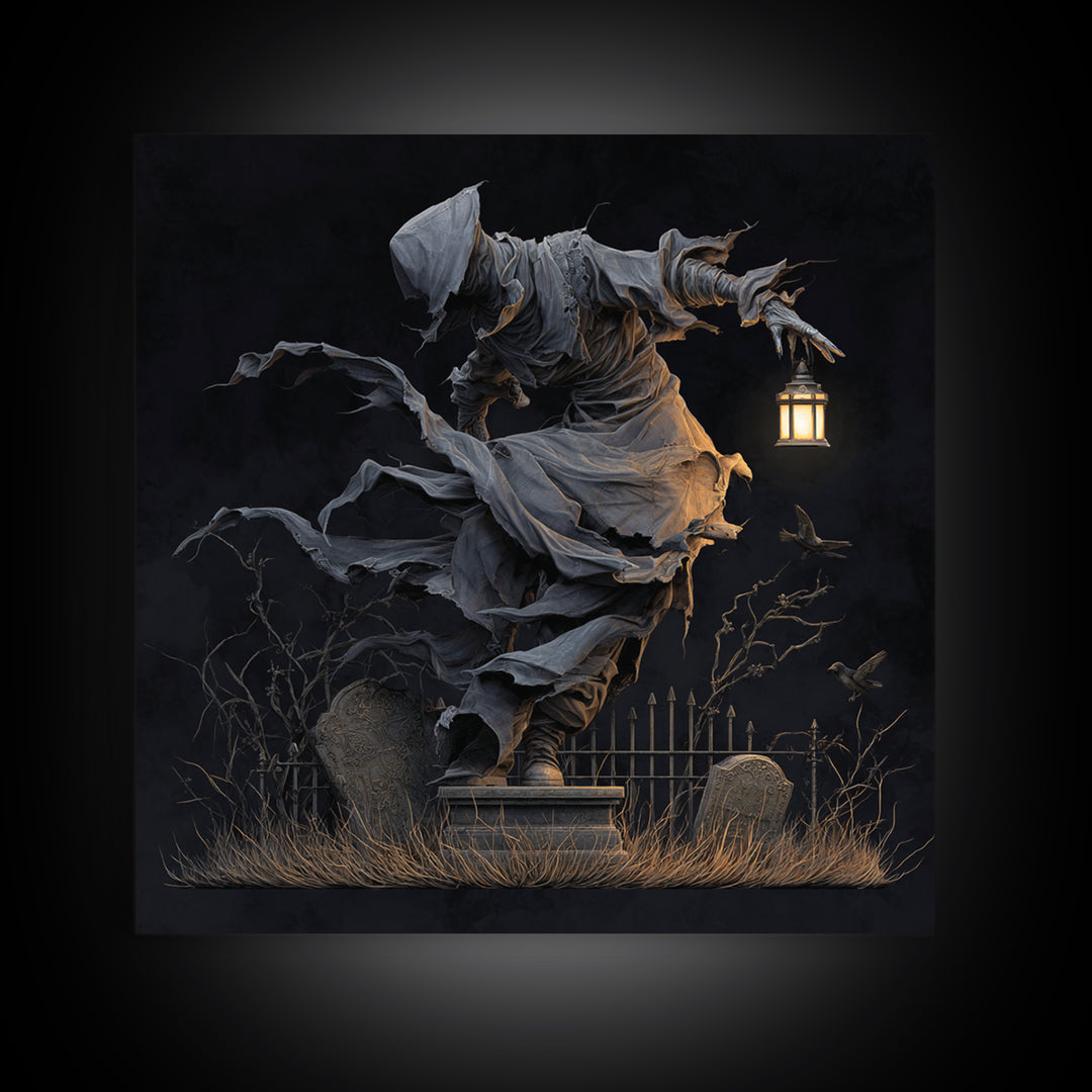 The Tattered Wraith, Square Wall Art, Dark Halloween Decor, Canvas Print, Halloween Wall Decor, Gothic Home Decor, Spooky Wall Decor