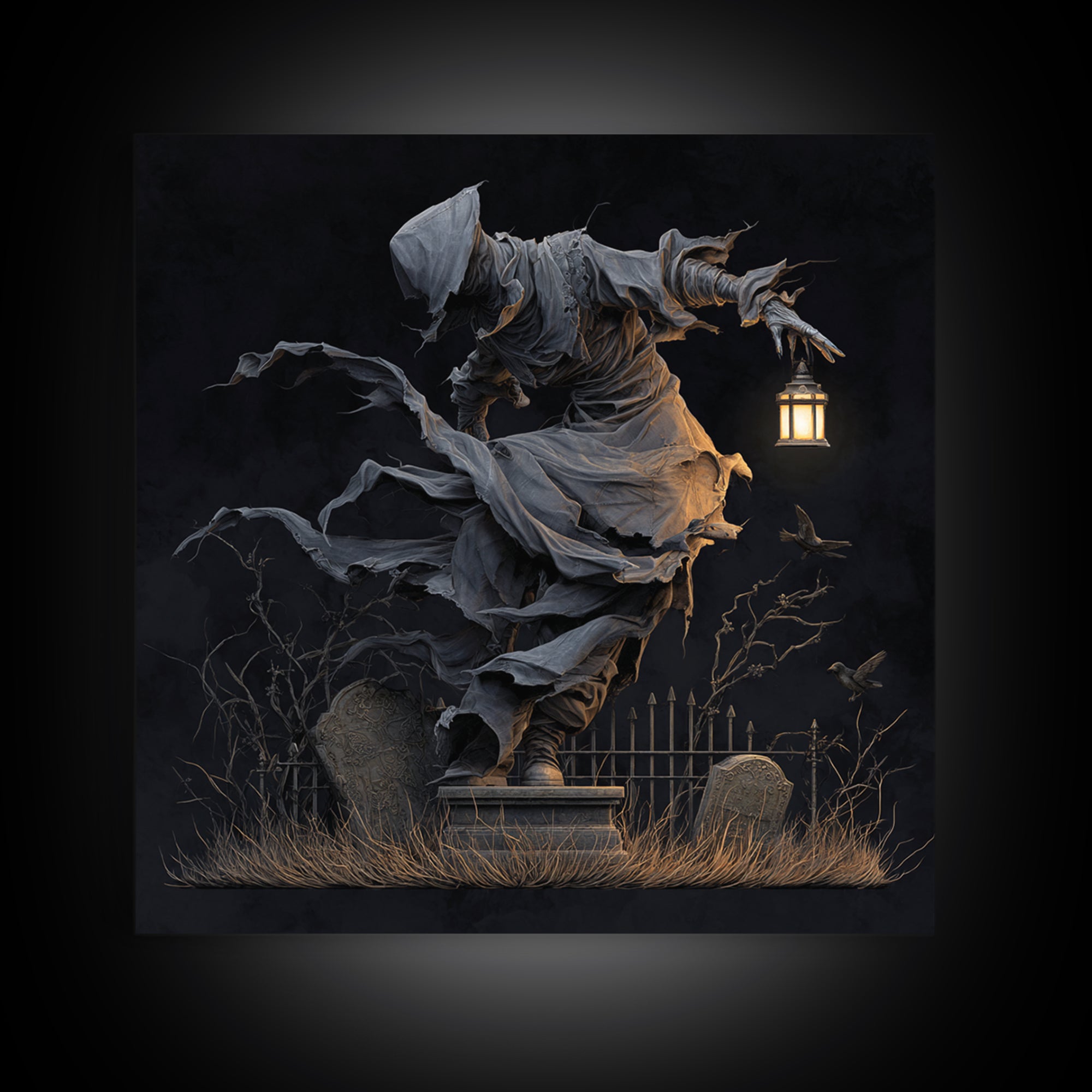 The Tattered Wraith, Square Wall Art, Dark Halloween Decor, Canvas Print, Halloween Wall Decor, Gothic Home Decor, Spooky Wall Decor
