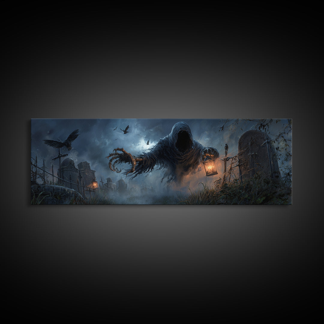 The Tattered Wraith, Extra Wide Wall Art, Dark Fantasy Wall Art, Canvas Print, Halloween Wall Decor, Gothic Home Decor, Halloween Wall Art