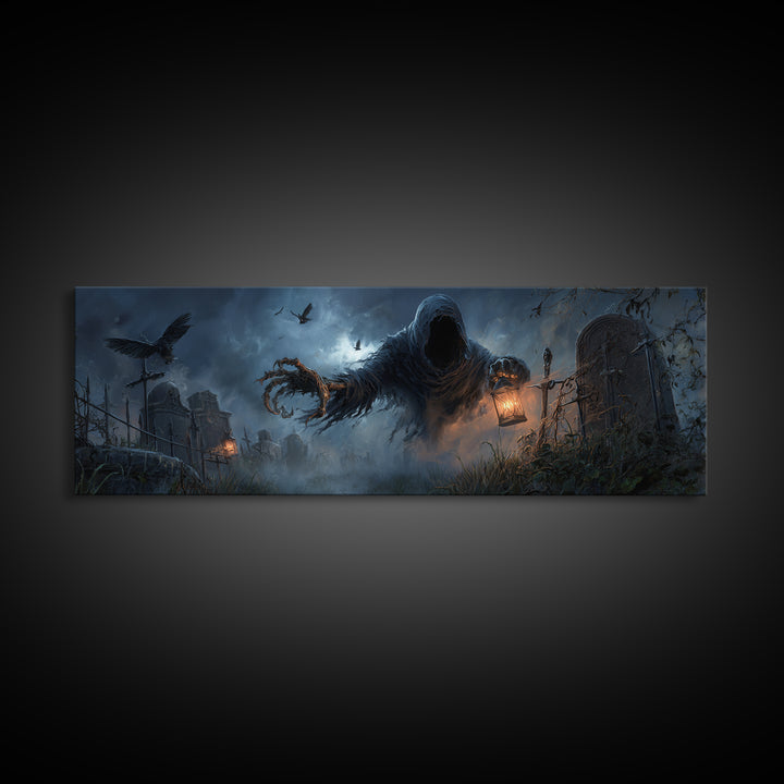 The Tattered Wraith, Extra Wide Wall Art, Dark Fantasy Wall Art, Canvas Print, Halloween Wall Decor, Gothic Home Decor, Halloween Wall Art