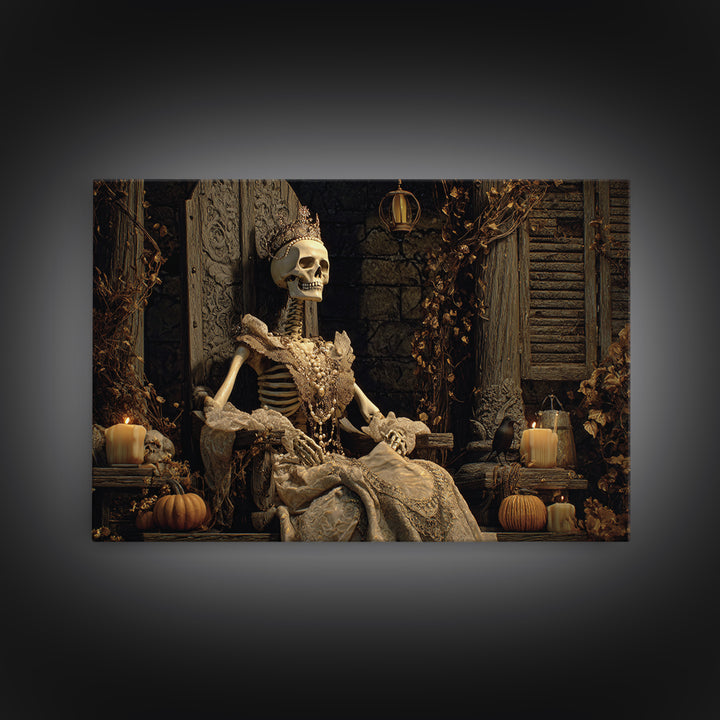 The Bone Queen, Landscape Wall Art, Gothic Horror Wall Art, Framed Canvas Print, Halloween Wall Decor, Gothic Home Decor, Macabre Wall Art