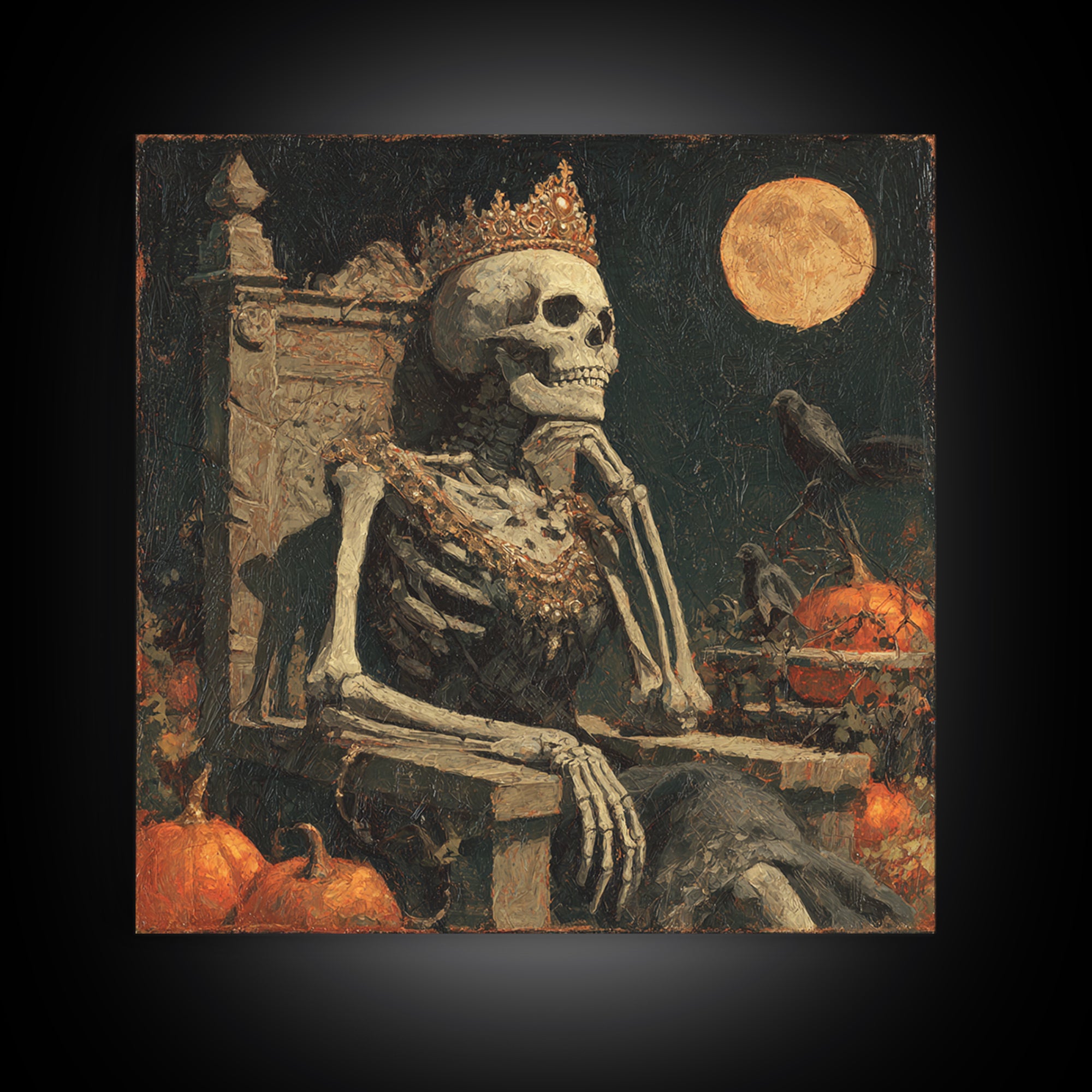 The Bone Queen, Square Wall Art, Haunted Gothic Art, Framed Canvas Print, Halloween Wall Decor, Gothic Home Decor, Spooky Wall Decor