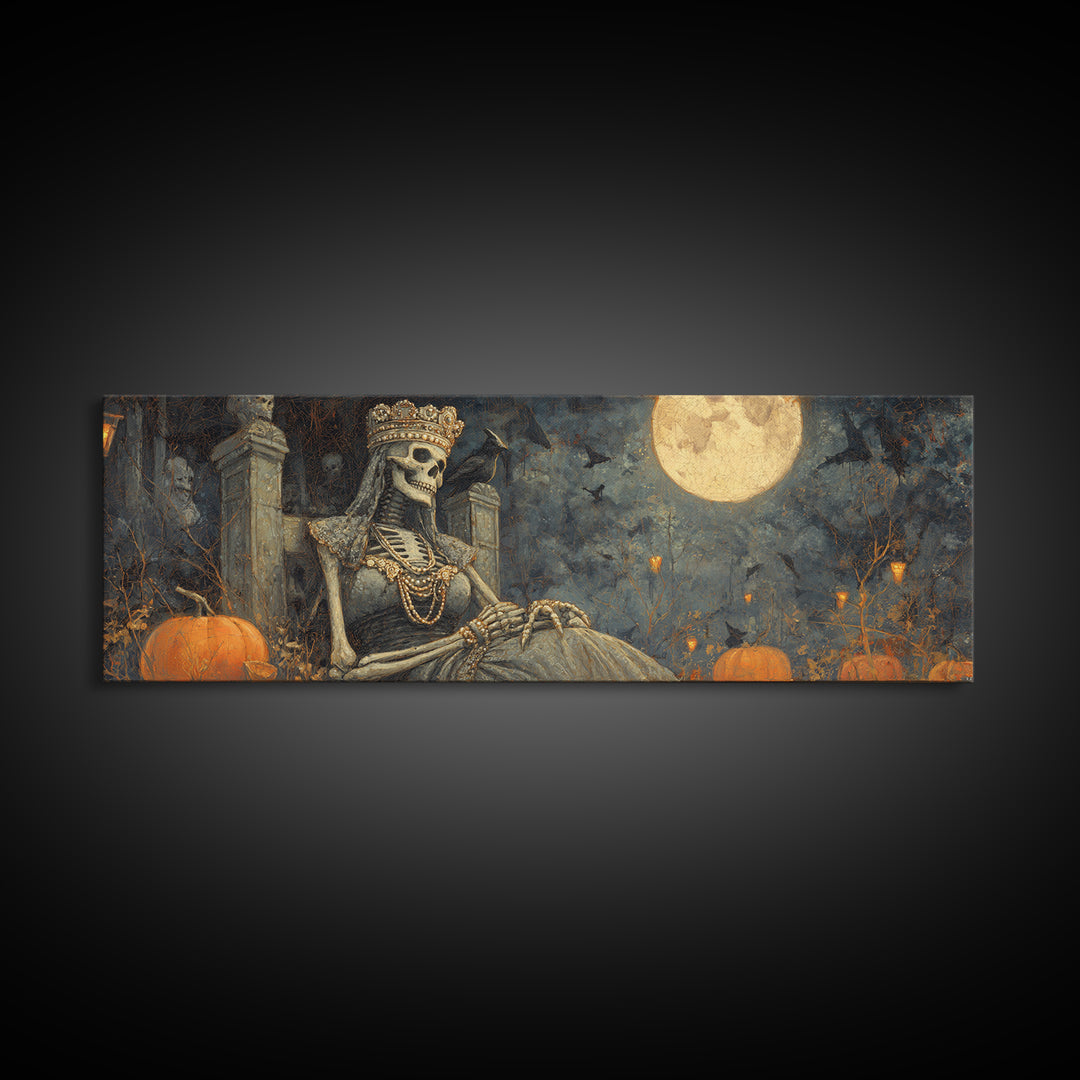 The Bone Queen, Extra Wide Wall Art, Dark Halloween Decor, Canvas Print, Halloween Wall Decor, Gothic Home Decor, Spooky Wall Decor