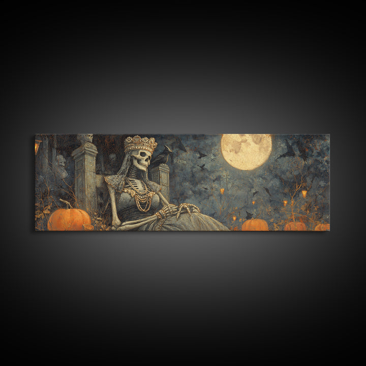 The Bone Queen, Extra Wide Wall Art, Dark Halloween Decor, Canvas Print, Halloween Wall Decor, Gothic Home Decor, Spooky Wall Decor