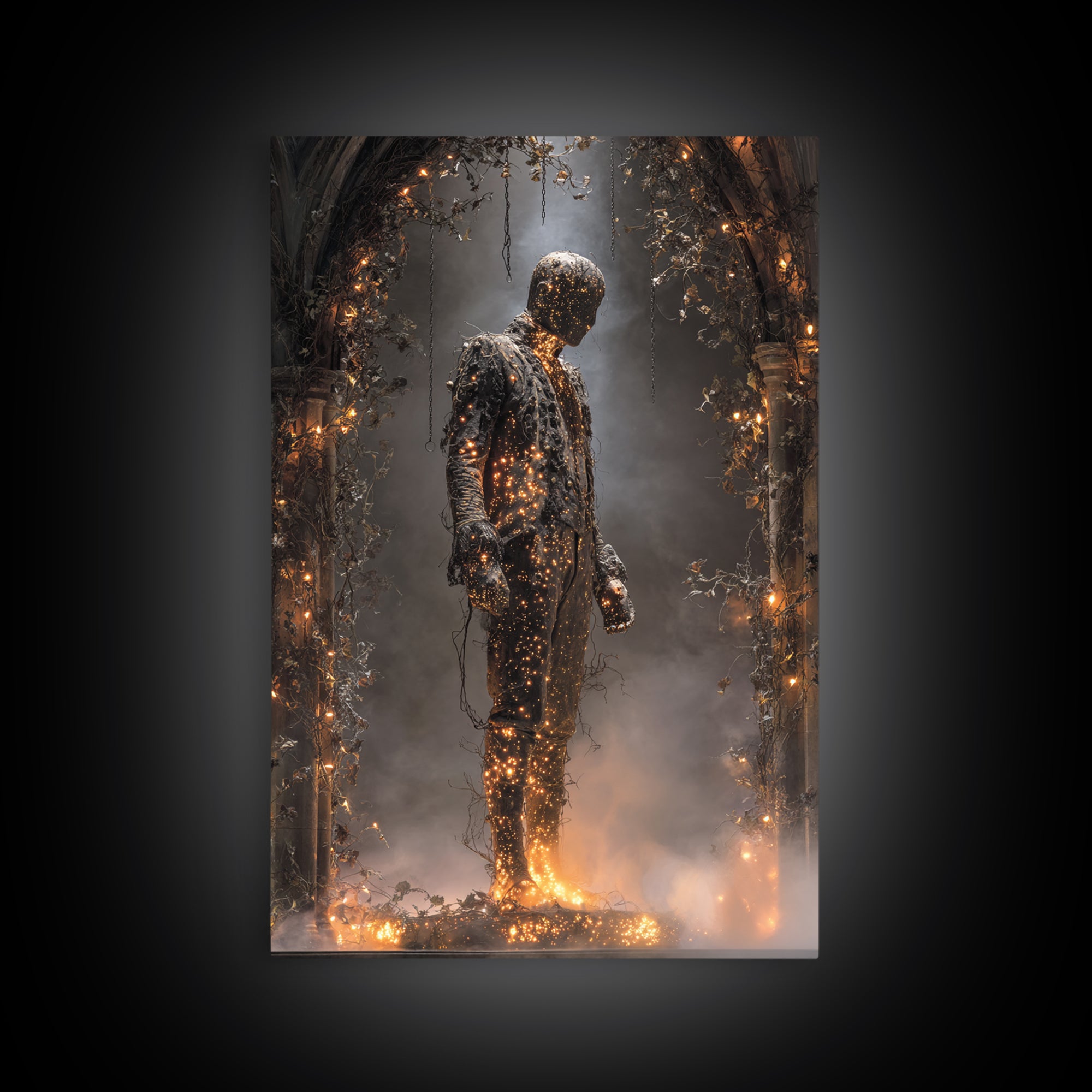 The Candlewax Man, Vertical Wall Art, Gothic Horror Wall Art, Framed Canvas Print, Halloween Wall Decor, Gothic Home Decor