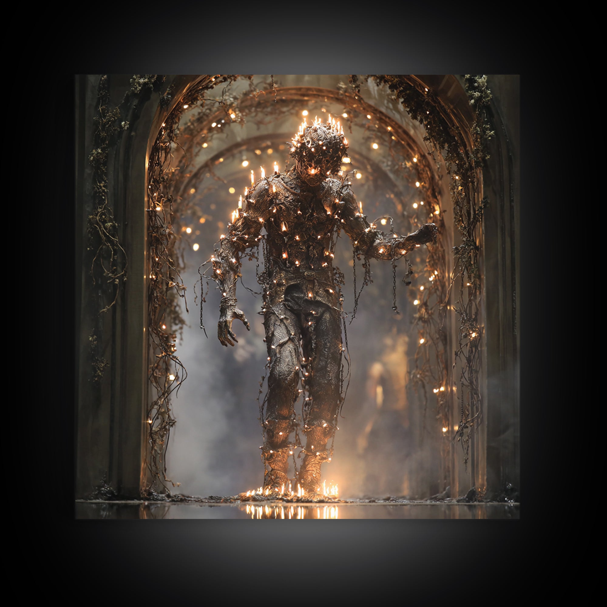 The Candlewax Man, Square Wall Art, Dark Fantasy Wall Art, Canvas Print, Halloween Wall Decor, Gothic Home Decor, Dark Fantasy Art