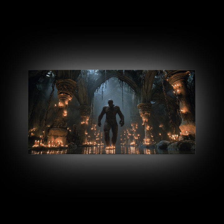 The Candlewax Man, Wide Panoramic Art, Dark Halloween Decor, Canvas Print, Halloween Wall Decor, Gothic Home Decor, Statement Wall Art