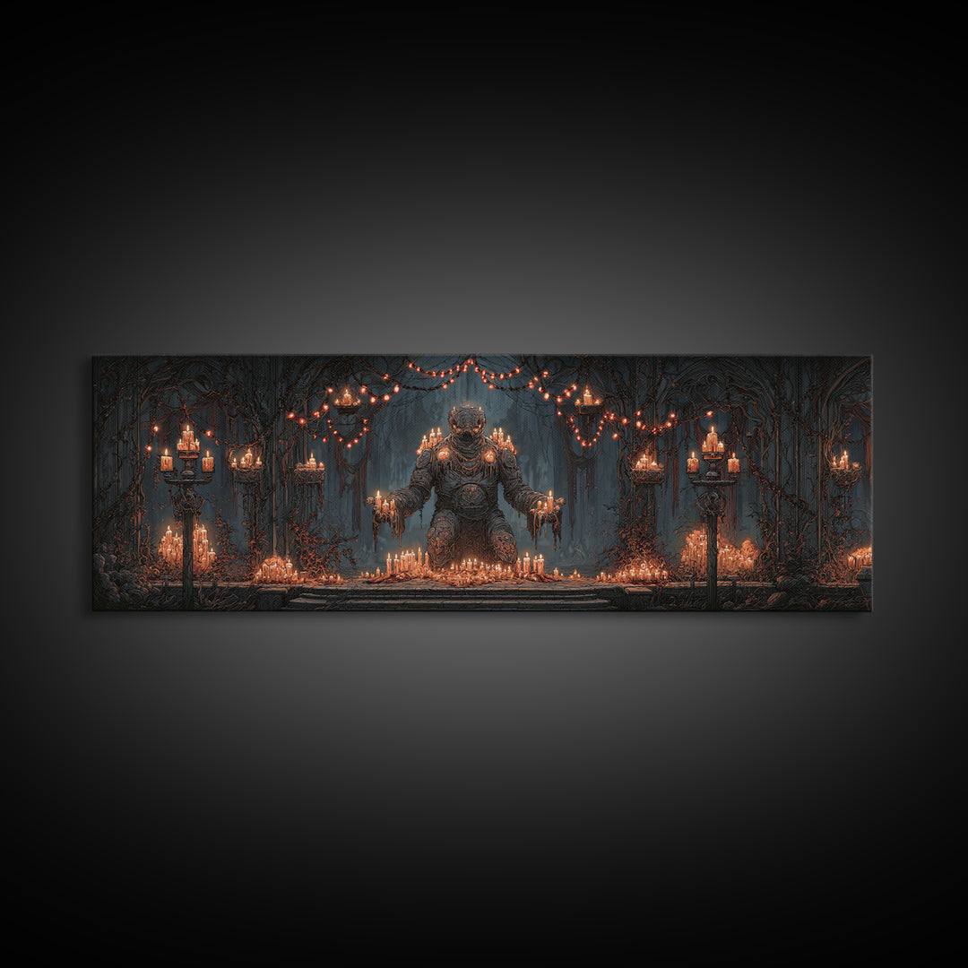 The Candlewax Man, Extra Wide Wall Art, Macabre Wall Art, Framed Canvas Print, Halloween Wall Decor, Gothic Home Decor, Halloween Decor