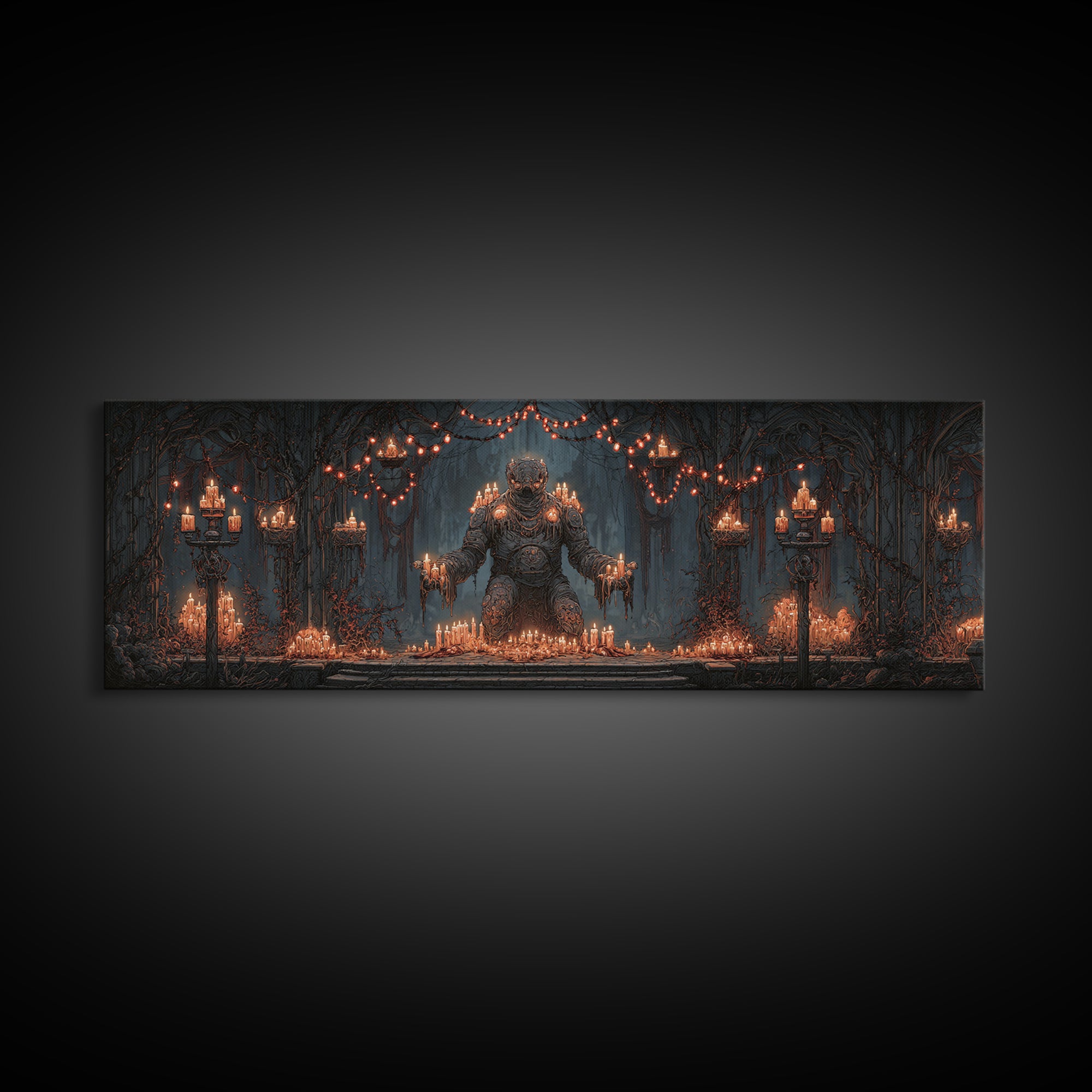 The Candlewax Man, Extra Wide Wall Art, Macabre Wall Art, Framed Canvas Print, Halloween Wall Decor, Gothic Home Decor, Halloween Decor