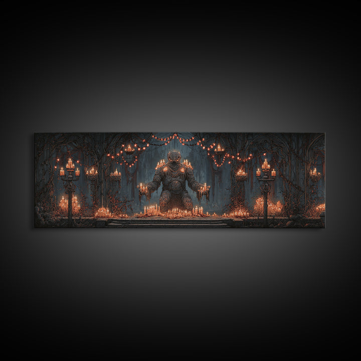 The Candlewax Man, Extra Wide Wall Art, Macabre Wall Art, Framed Canvas Print, Halloween Wall Decor, Gothic Home Decor, Halloween Decor