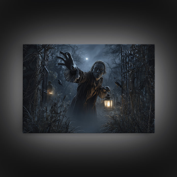 The Mirror Spirit, Landscape Wall Art, Dark Fantasy Wall Art, Canvas Print, Halloween Wall Decor, Gothic Home Decor, Statement Wall Art