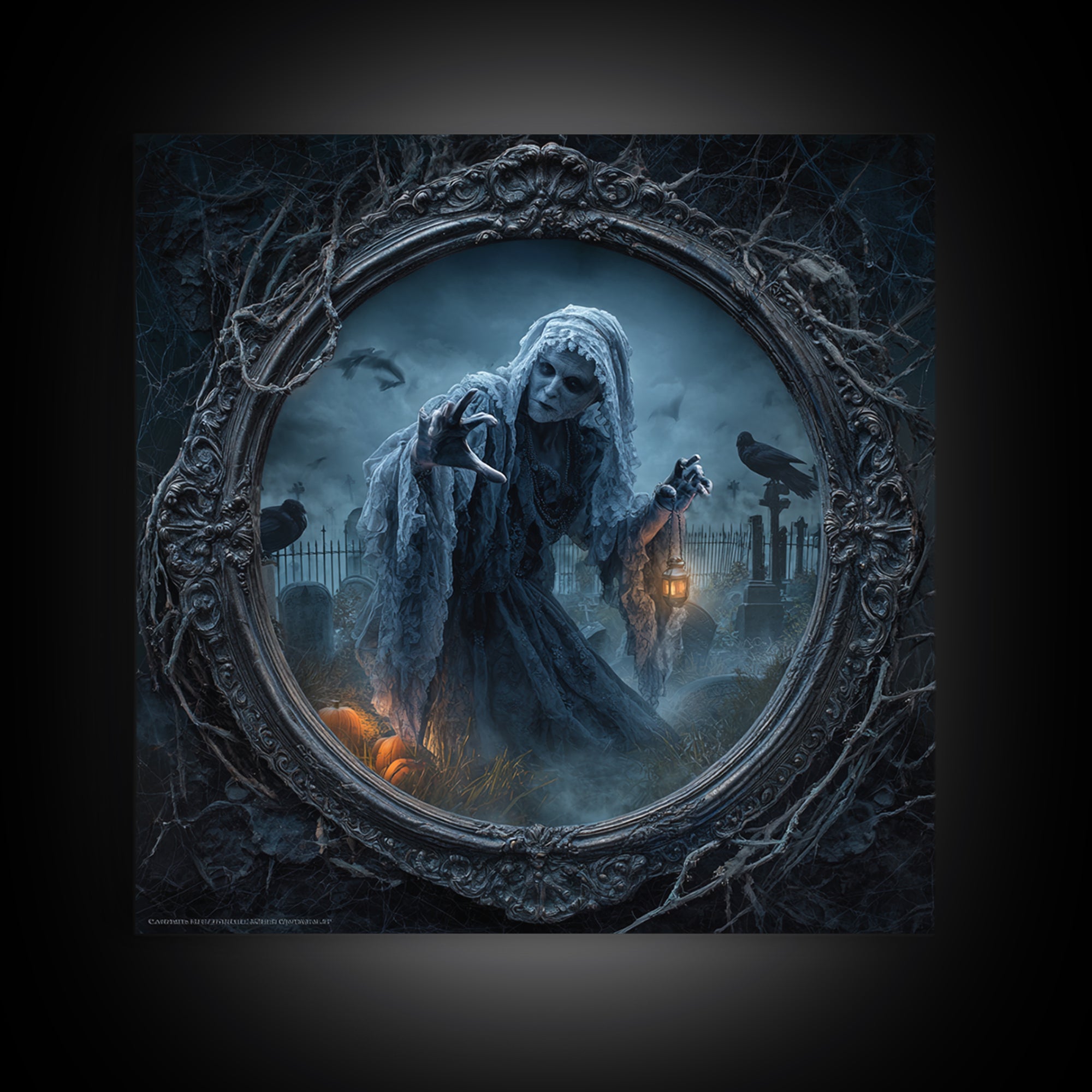 The Mirror Spirit, Square Wall Art, Dark Halloween Decor, Canvas Print, Halloween Wall Decor, Gothic Home Decor, Spooky Wall Decor