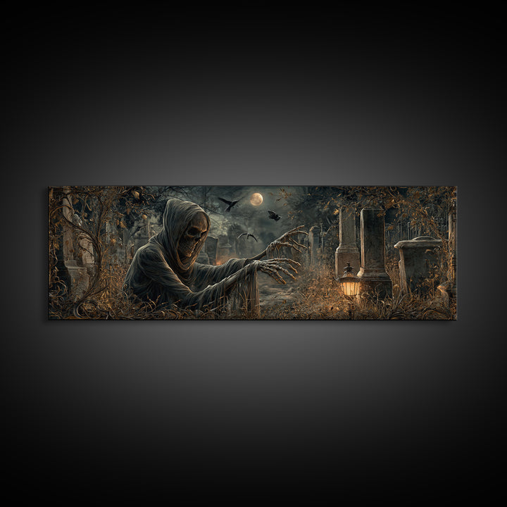 The Mirror Spirit, Extra Wide Wall Art, Dark Halloween Decor, Canvas Print, Halloween Wall Decor, Gothic Home Decor, Dark Fantasy Art