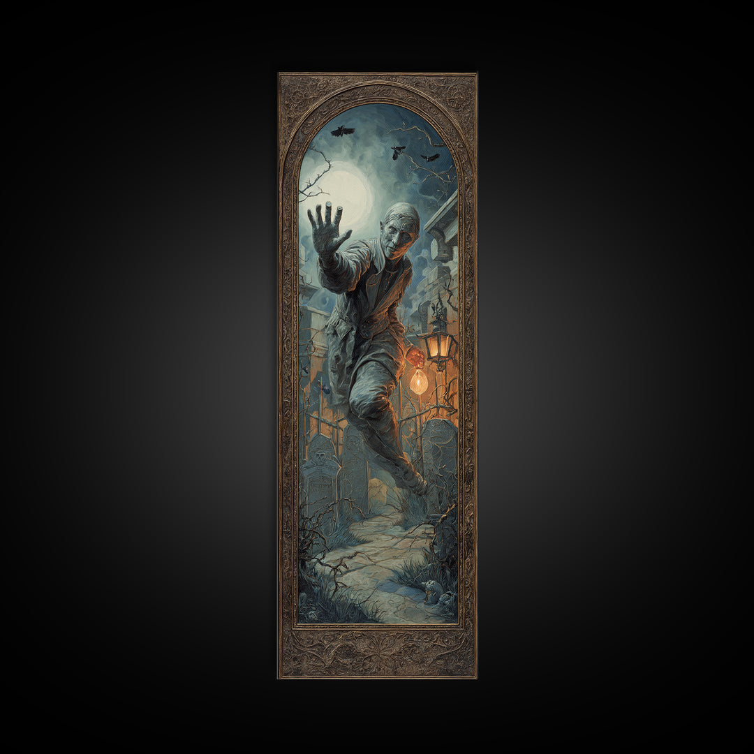 The Mirror Spirit, Tall Narrow Wall Art, Dark Fantasy Wall Art, Canvas Print, Halloween Wall Decor, Gothic Home Decor, Spooky Wall Decor