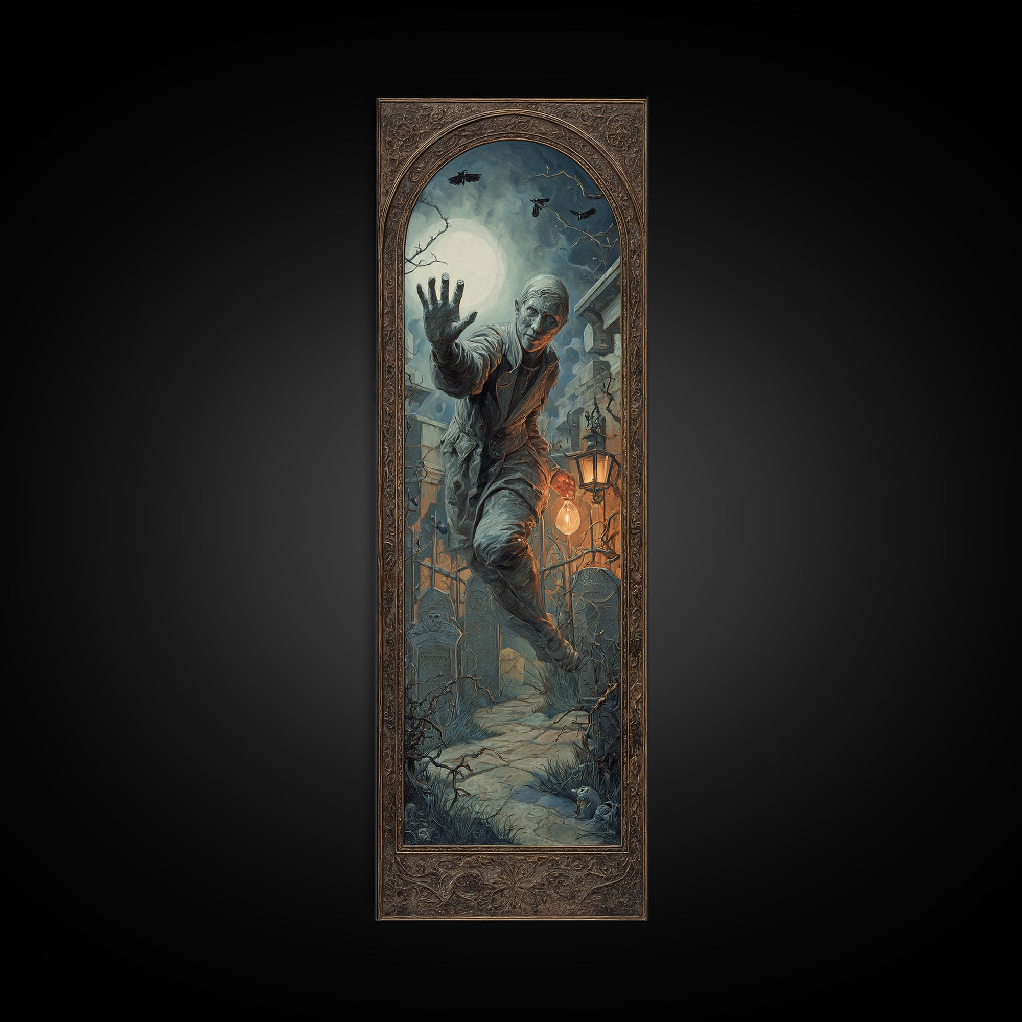 The Mirror Spirit, Tall Narrow Wall Art, Dark Fantasy Wall Art, Canvas Print, Halloween Wall Decor, Gothic Home Decor, Spooky Wall Decor