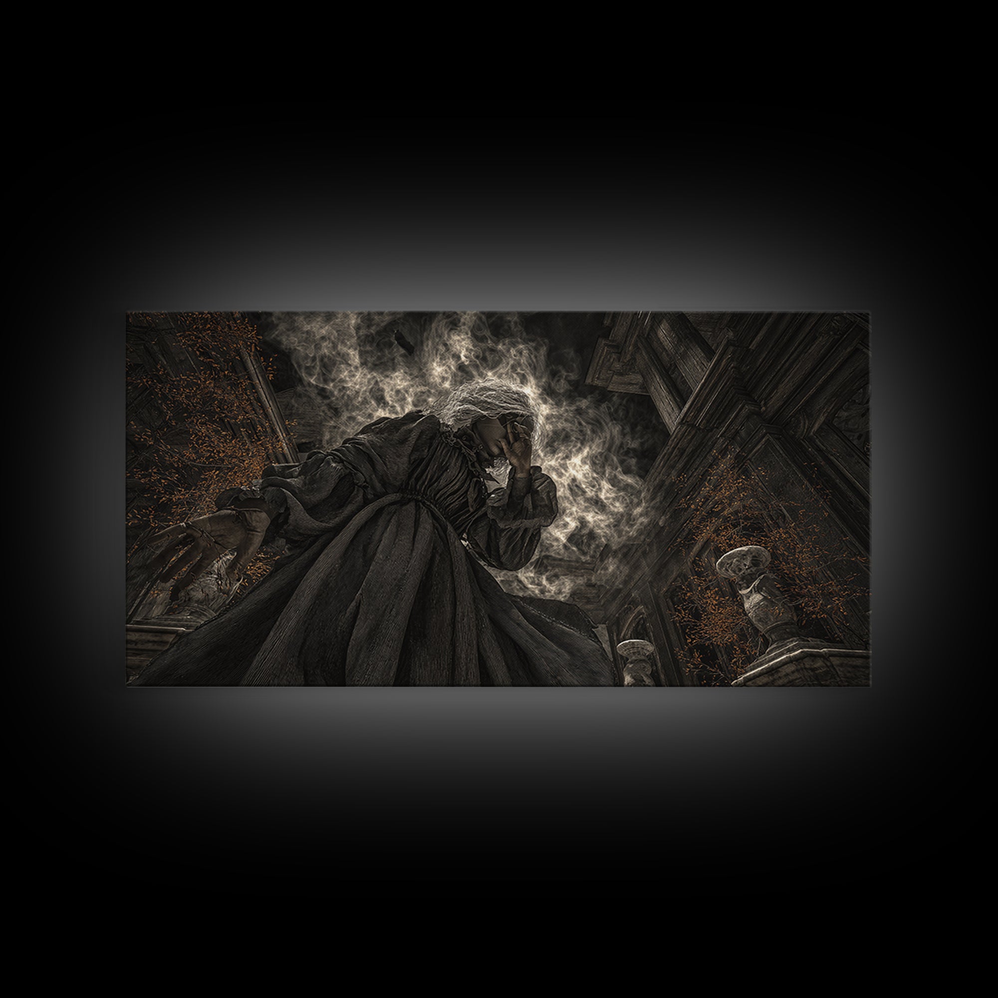 The Attic Whisperer, Wide Panoramic Art, Dark Fantasy Wall Art, Canvas Print, Halloween Wall Decor, Gothic Home Decor, Horror Wall Art