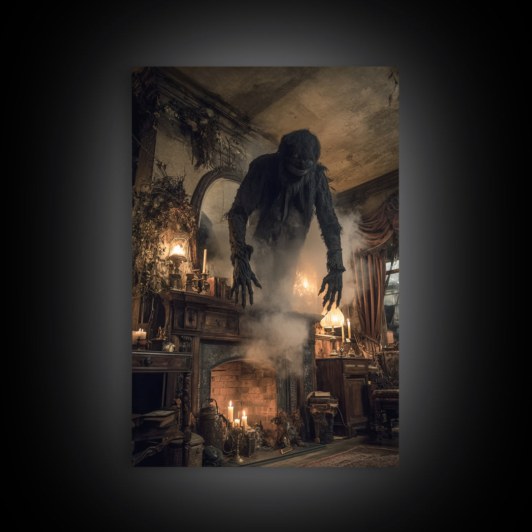 The Chimney Phantom, Vertical Wall Art, Dark Halloween Decor, Canvas Print, Halloween Wall Decor, Gothic Home Decor, Spooky Wall Decor