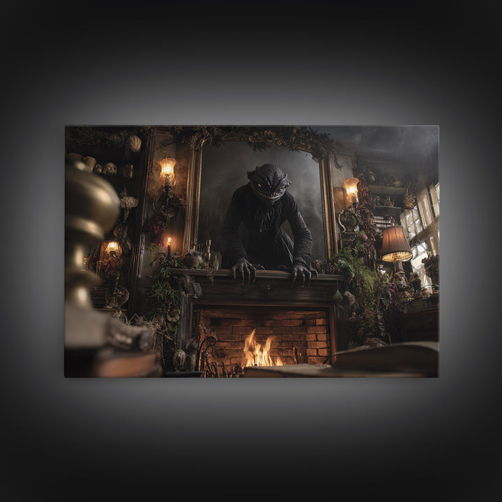 The Chimney Phantom, Landscape Wall Art, Gothic Horror Wall Art, Framed Canvas Print, Halloween Wall Decor, Gothic Home Decor