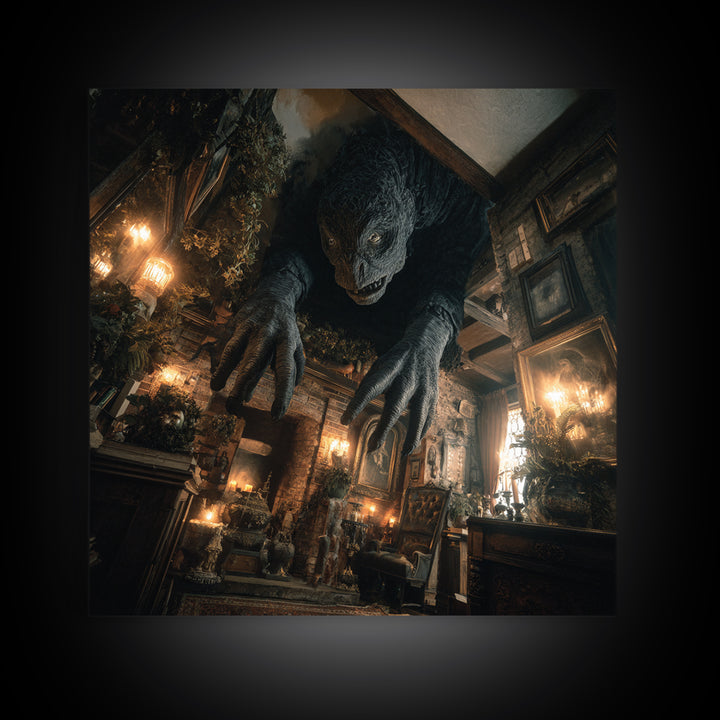 The Chimney Phantom, Square Wall Art, Gothic Horror Wall Art, Framed Canvas Print, Halloween Wall Decor, Gothic Home Decor