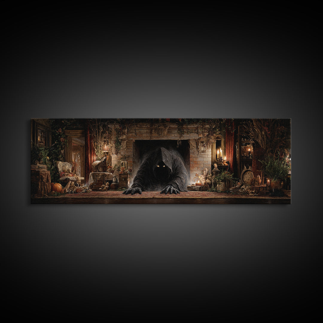 The Chimney Phantom, Extra Wide Wall Art, Dark Halloween Decor, Canvas Print, Halloween Wall Decor, Gothic Home Decor, Spooky Wall Decor