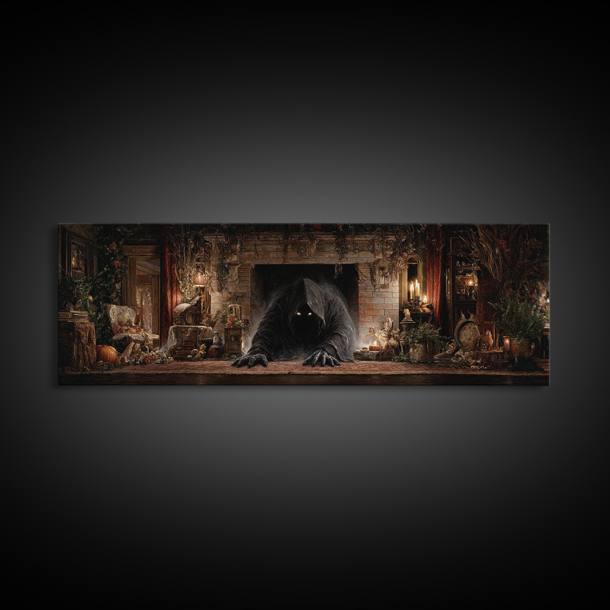 The Chimney Phantom, Extra Wide Wall Art, Dark Halloween Decor, Canvas Print, Halloween Wall Decor, Gothic Home Decor, Spooky Wall Decor