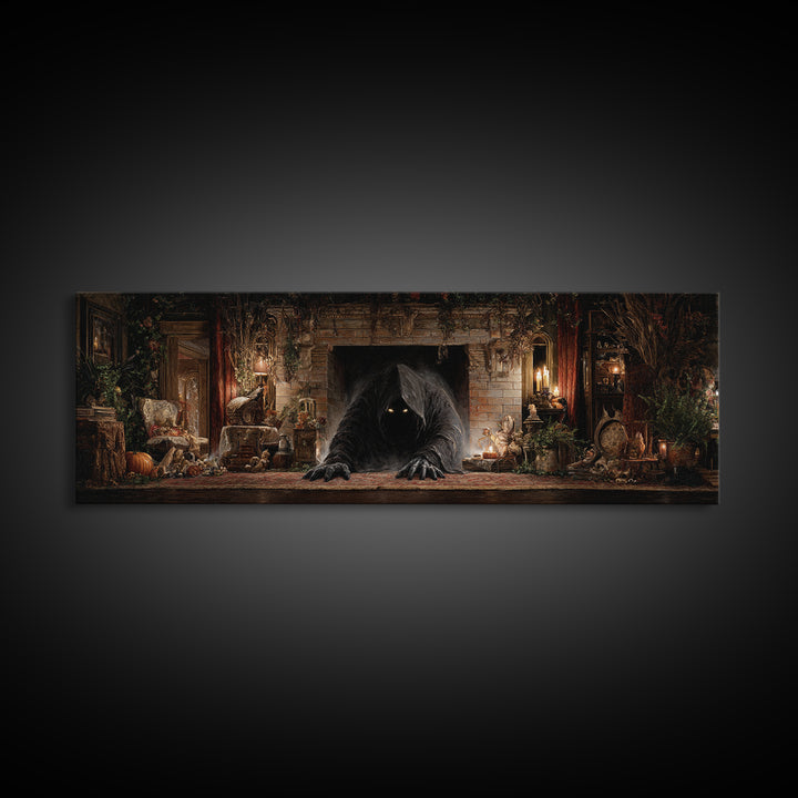 The Chimney Phantom, Extra Wide Wall Art, Dark Halloween Decor, Canvas Print, Halloween Wall Decor, Gothic Home Decor, Spooky Wall Decor