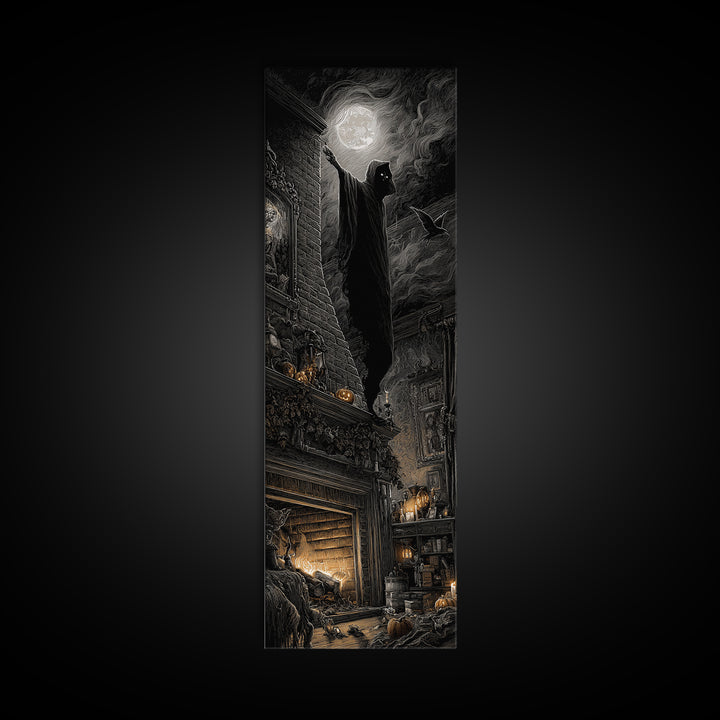 The Chimney Phantom, Tall Narrow Wall Art, Spooky Home Decor, Canvas Print, Halloween Wall Decor, Gothic Home Decor, Spooky Wall Decor