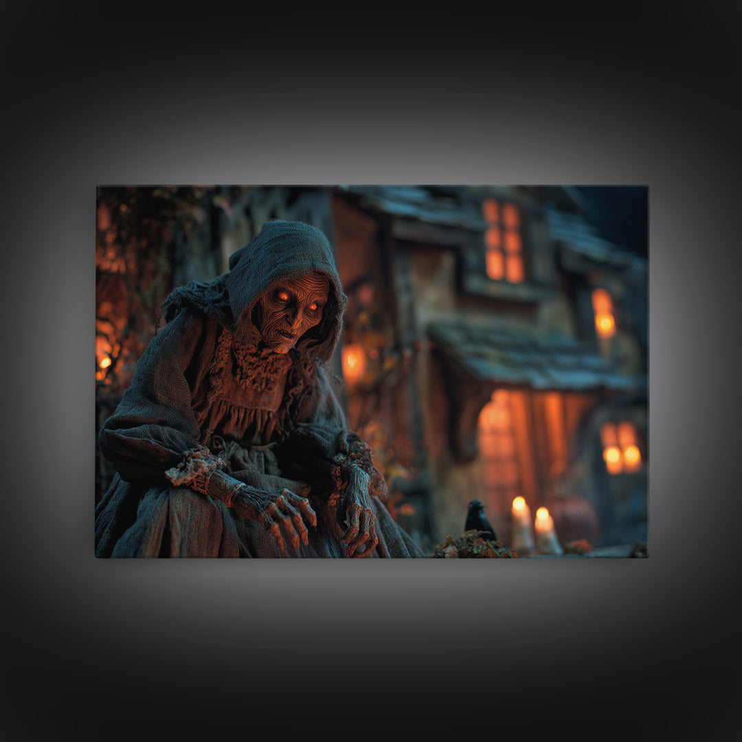 The Red-Eyed Night Hag, Landscape Wall Art, Spooky Home Decor, Canvas Print, Halloween Wall Decor, Gothic Home Decor, Dark Fantasy Art