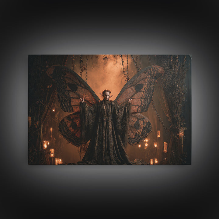 The Velvet Moth Witch, Landscape Wall Art, Spooky Home Decor, Canvas Print, Halloween Wall Decor, Gothic Home Decor, Halloween Wall Art
