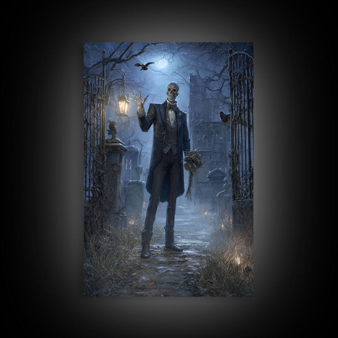 The Ghostly Groom, Vertical Wall Art, Spooky Home Decor, Canvas Print, Halloween Wall Decor, Gothic Home Decor, Dark Fantasy Art