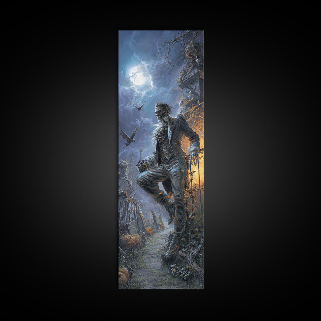 The Ghostly Groom, Tall Narrow Wall Art, Macabre Wall Art, Framed Canvas Print, Halloween Wall Decor, Gothic Home Decor, Seasonal Home Decor