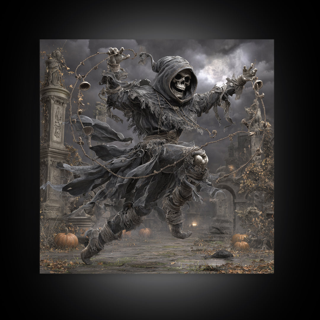 The Phantom Jester, Square Wall Art, Spooky Home Decor, Canvas Print, Halloween Wall Decor, Gothic Home Decor, Macabre Wall Art