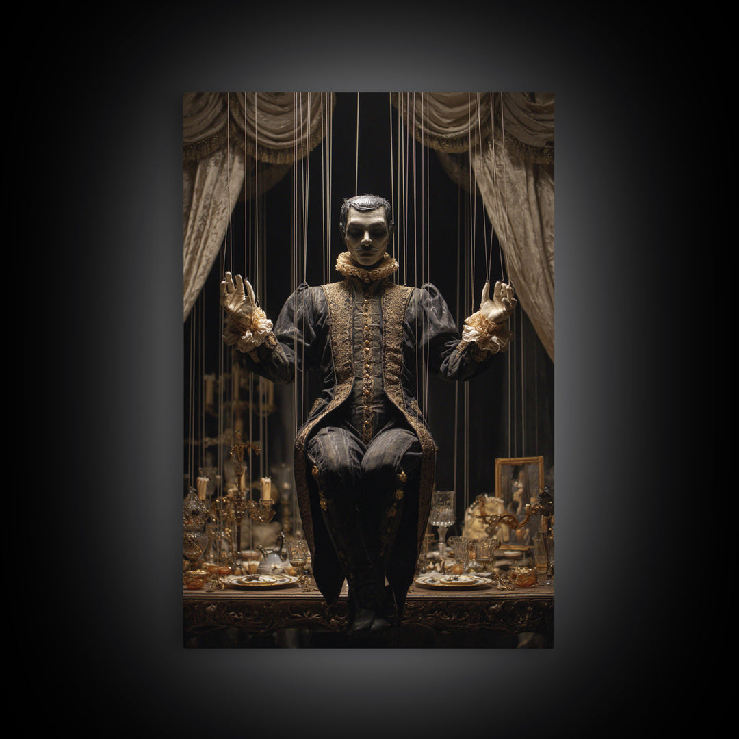 The Marionette Master, Vertical Wall Art, Spooky Home Decor, Canvas Print, Halloween Wall Decor, Gothic Home Decor, Seasonal Home Decor