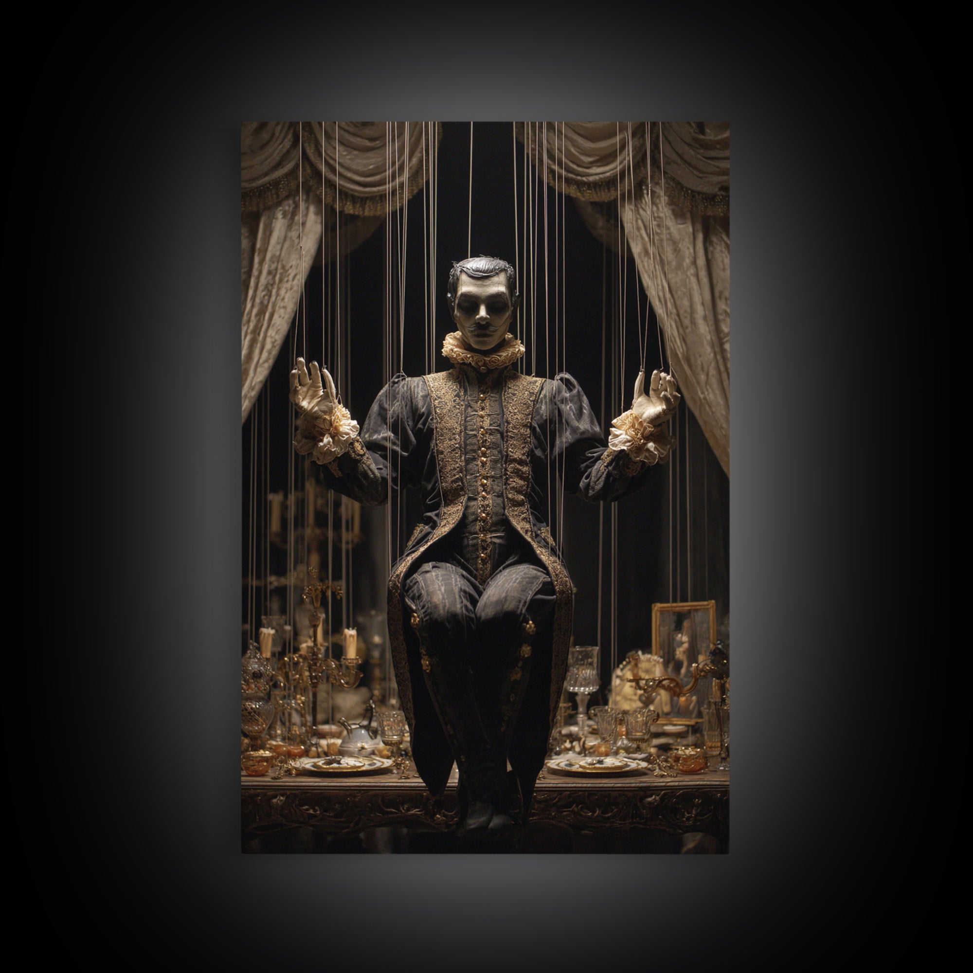 The Marionette Master, Vertical Wall Art, Spooky Home Decor, Canvas Print, Halloween Wall Decor, Gothic Home Decor, Seasonal Home Decor