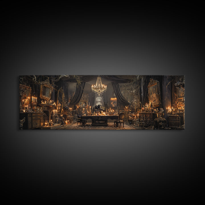 The Marionette Master, Extra Wide Wall Art, Haunted Gothic Art, Framed Canvas Print, Halloween Wall Decor, Gothic Home Decor
