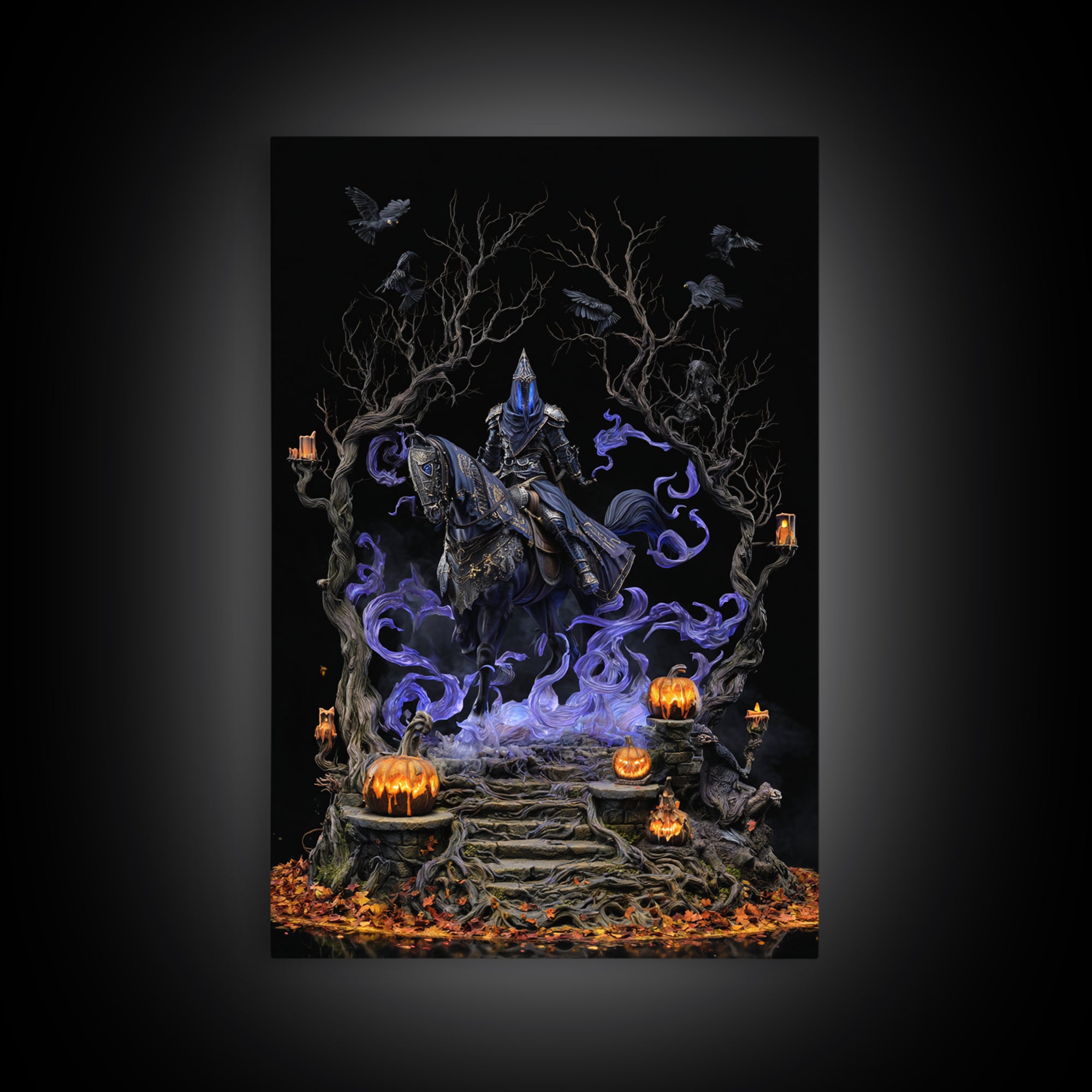 The Spectral Knight, Vertical Wall Art, Macabre Wall Art, Framed Canvas Print, Halloween Wall Decor, Gothic Home Decor, Spooky Wall Decor