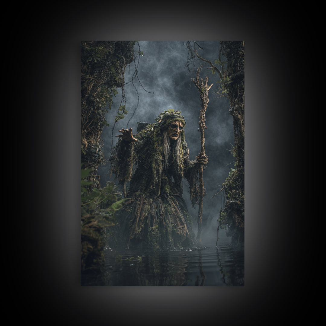 The Swamp Witch, Vertical Wall Art, Dark Halloween Decor, Canvas Print, Halloween Wall Decor, Gothic Home Decor, Seasonal Home Decor