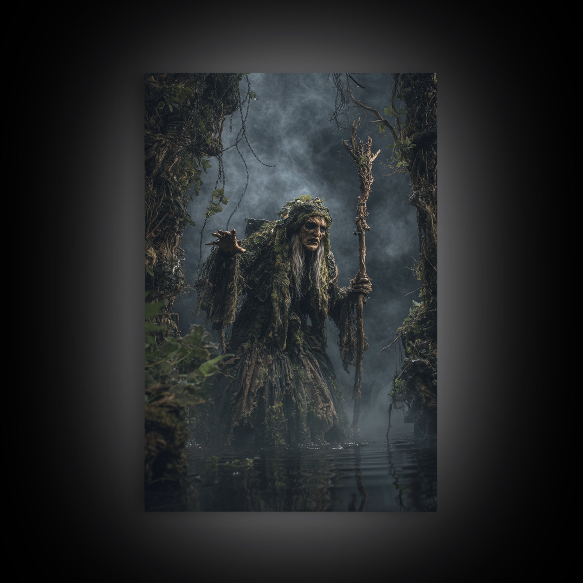 The Swamp Witch, Vertical Wall Art, Dark Halloween Decor, Canvas Print, Halloween Wall Decor, Gothic Home Decor, Seasonal Home Decor