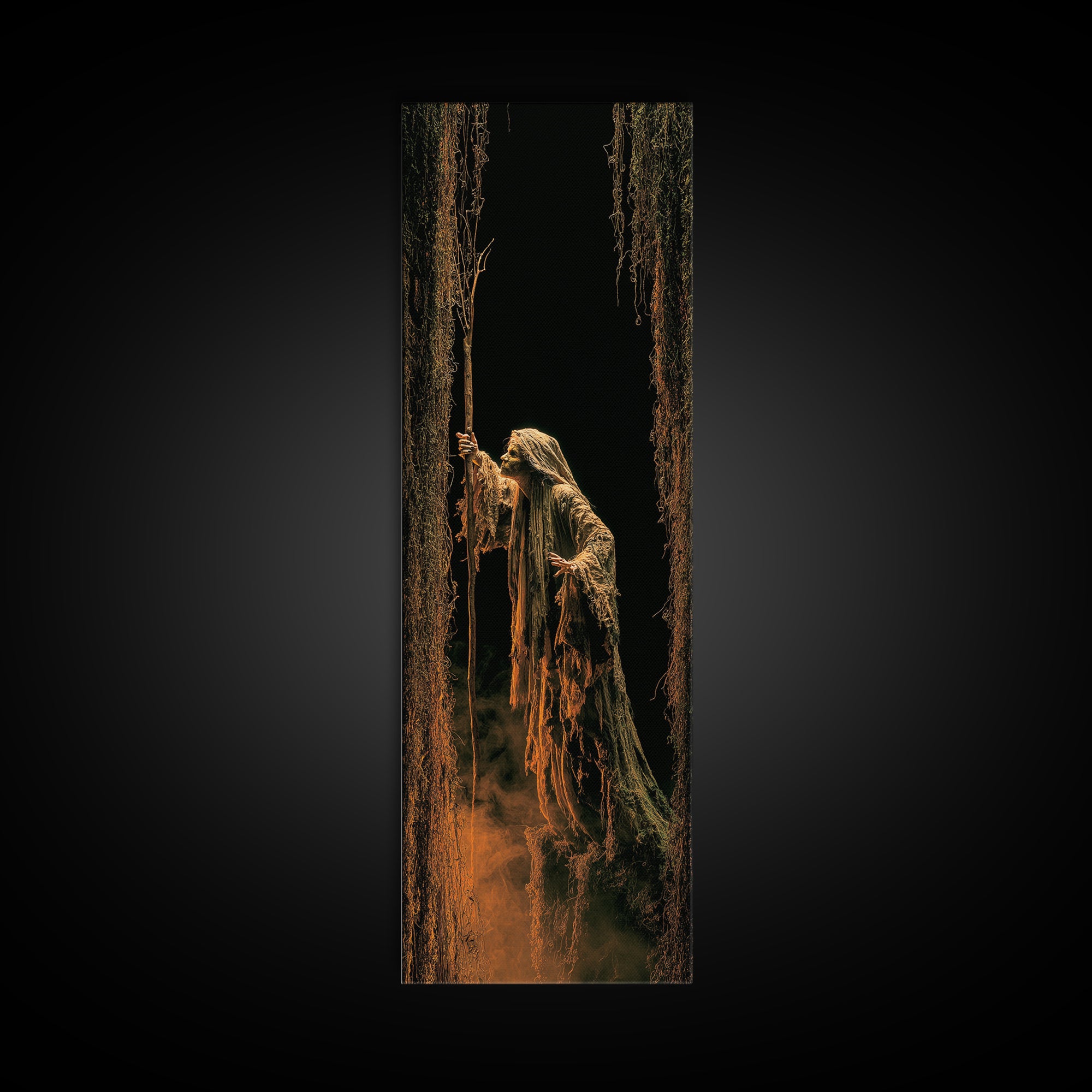 The Swamp Witch, Tall Narrow Wall Art, Dark Halloween Decor, Canvas Print, Halloween Wall Decor, Gothic Home Decor, Macabre Wall Art