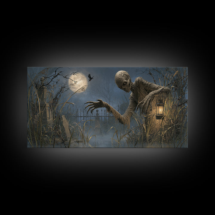 The Bog Mummy, Wide Panoramic Art, Dark Fantasy Wall Art, Canvas Print, Halloween Wall Decor, Gothic Home Decor, Dark Fantasy Art