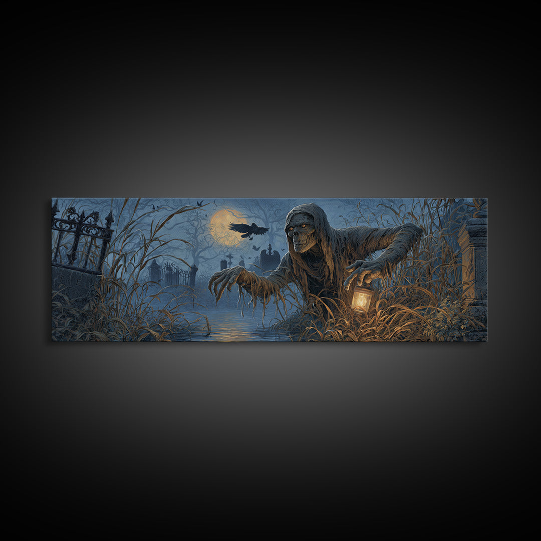 The Bog Mummy, Extra Wide Wall Art, Gothic Horror Wall Art, Framed Canvas Print, Halloween Wall Decor, Gothic Home Decor, Statement Wall Art