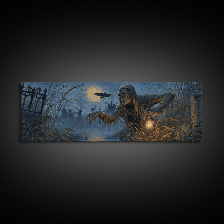 The Bog Mummy, Extra Wide Wall Art, Gothic Horror Wall Art, Framed Canvas Print, Halloween Wall Decor, Gothic Home Decor, Statement Wall Art