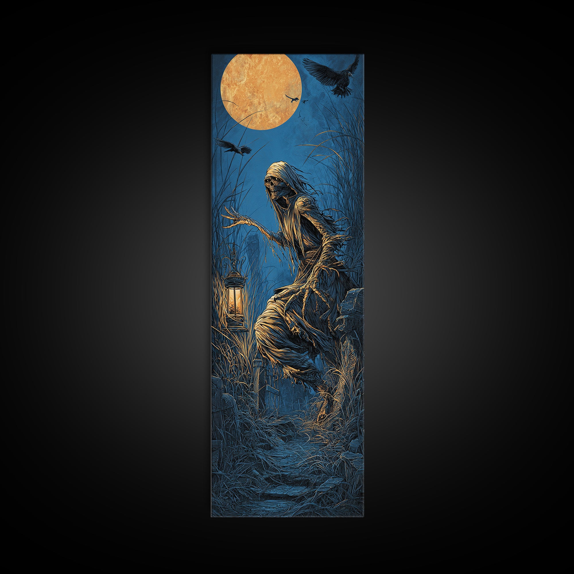The Bog Mummy, Tall Narrow Wall Art, Dark Fantasy Wall Art, Canvas Print, Halloween Wall Decor, Gothic Home Decor, Statement Wall Art