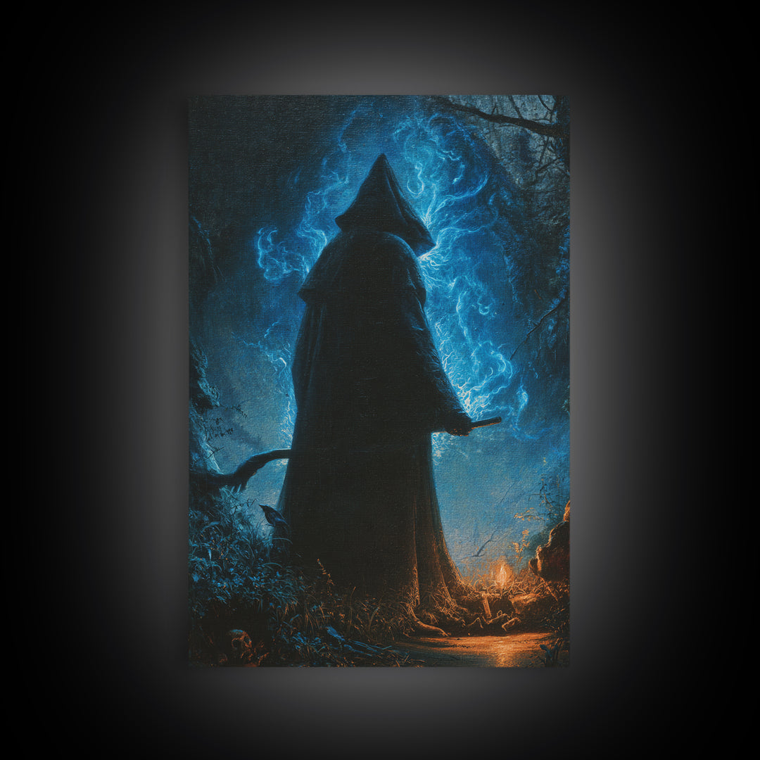 The Will-O'-The-Wisp Shepherd, Vertical Wall Art, Dark Fantasy Wall Art, Canvas Print, Halloween Wall Decor, Gothic Home Decor
