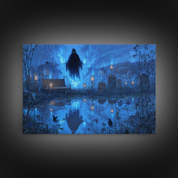 The Will-O'-The-Wisp Shepherd, Landscape Wall Art, Dark Halloween Decor, Canvas Print, Halloween Wall Decor, Gothic Home Decor