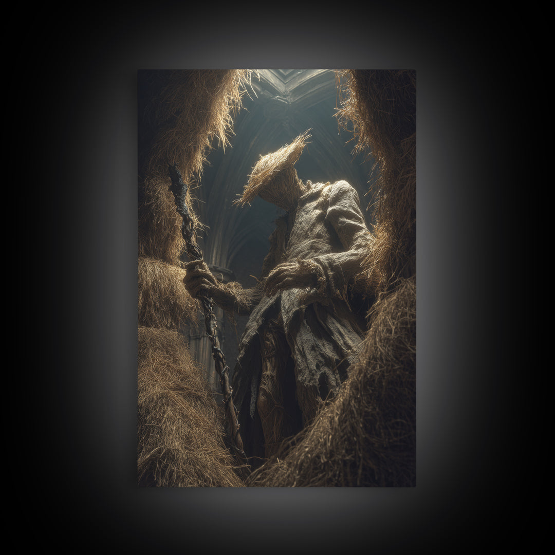 The Cornfield Crawler, Vertical Wall Art, Macabre Wall Art, Framed Canvas Print, Halloween Wall Decor, Gothic Home Decor, Halloween Wall Art