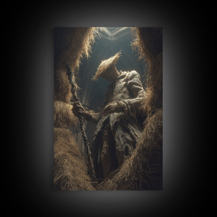 The Cornfield Crawler, Vertical Wall Art, Macabre Wall Art, Framed Canvas Print, Halloween Wall Decor, Gothic Home Decor, Halloween Wall Art
