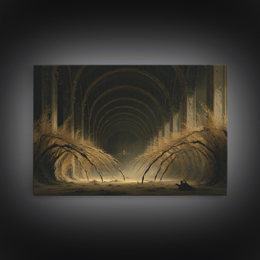 The Cornfield Crawler, Landscape Wall Art, Haunted Gothic Art, Framed Canvas Print, Halloween Wall Decor, Gothic Home Decor